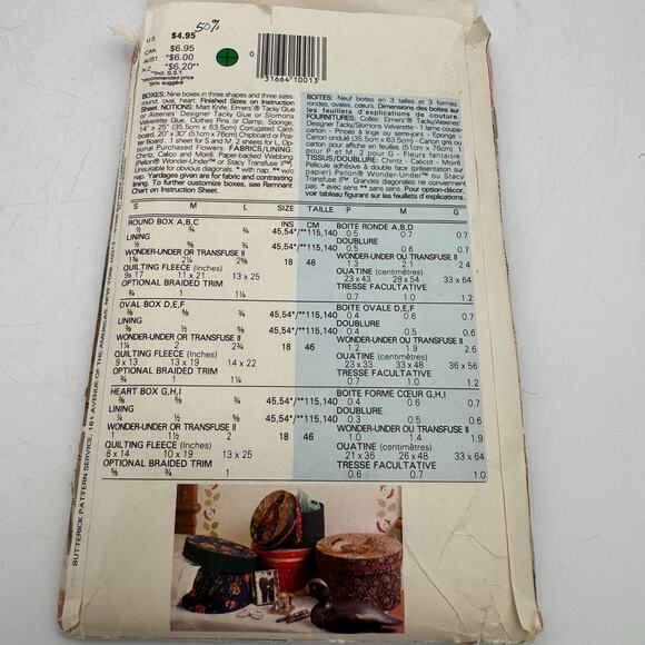 Uncut Better Homes Butterick 6656 Fabric Box Pattern 1988 Round Oval Heart Shape - Picture 2 of 8